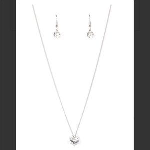 What A Gem Silver Diamond Necklace Earrings Set